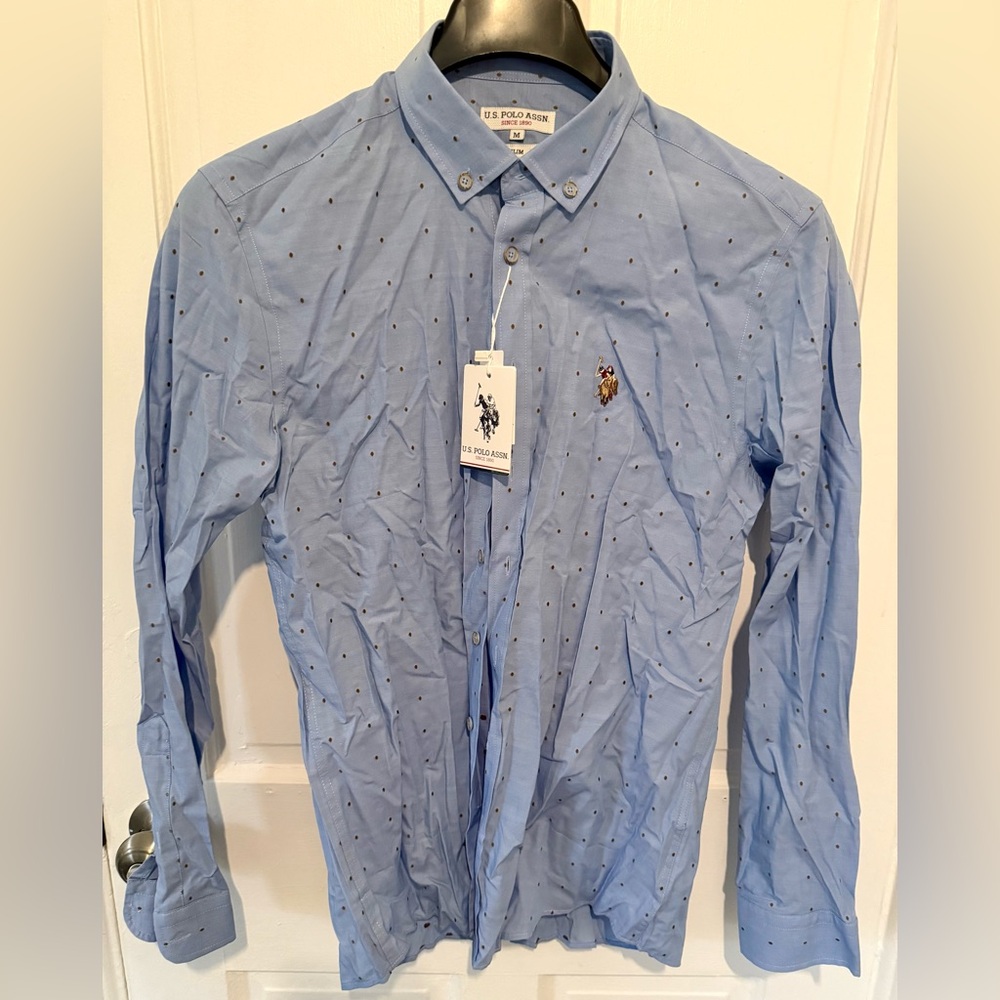 U.S. Polo Assn. Light Blue Polka Dot Shirt